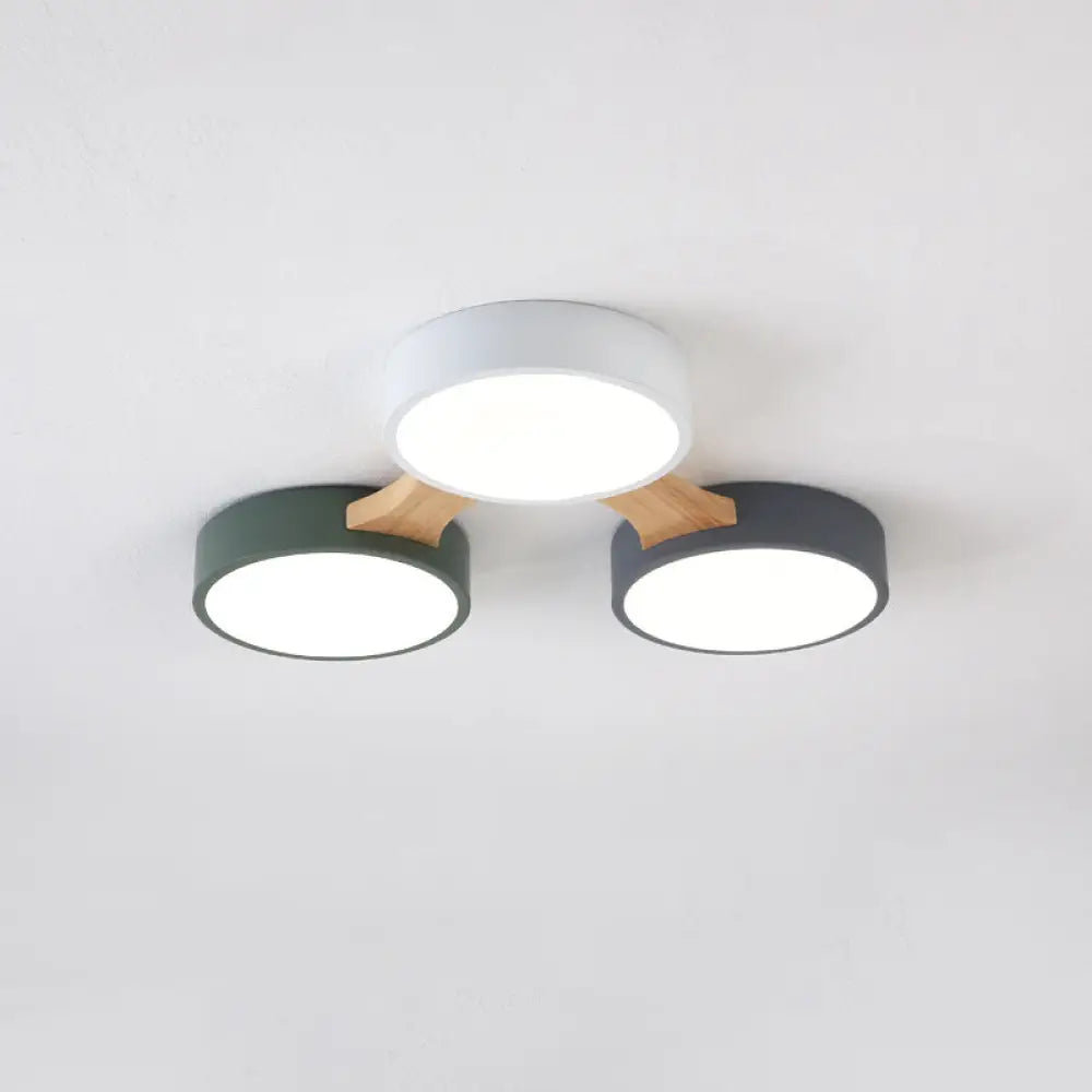 Minimal Acrylic Led Flush Mount Ceiling Light With Wood Arm 3 /