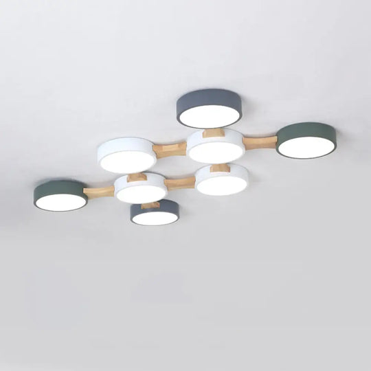 Minimal Acrylic Led Flush Mount Ceiling Light With Wood Arm 8 /