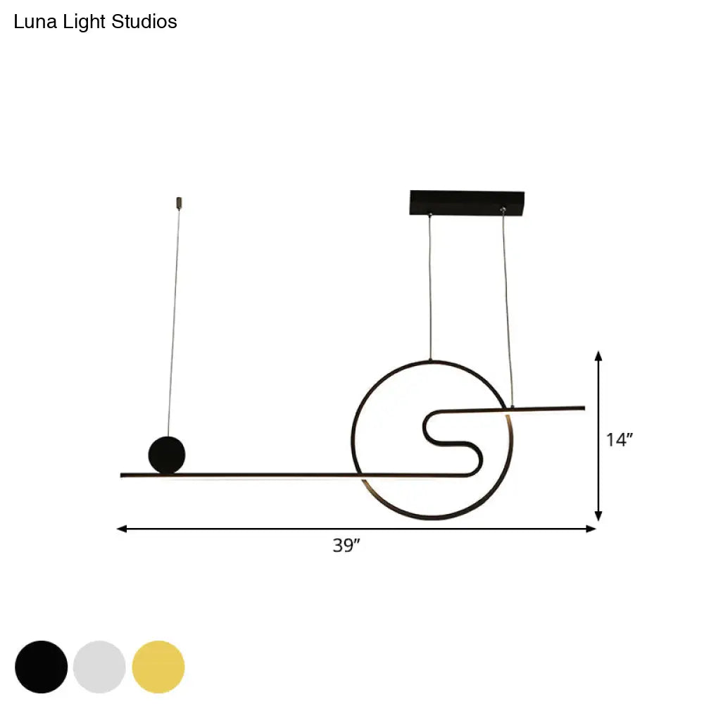 Minimal Acrylic Linear Led Island Light With Sun And Cloud Design - Warm/White Black/White/Gold