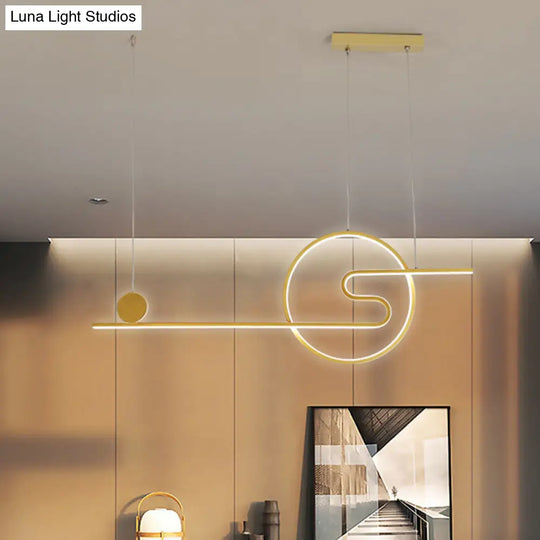 Minimal Acrylic Linear Led Island Light With Sun And Cloud Design - Warm/White Black/White/Gold