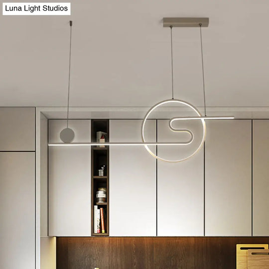 Minimal Acrylic Linear Led Island Light With Sun And Cloud Design - Warm/White Black/White/Gold