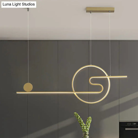 Minimal Acrylic Linear Led Island Light With Sun And Cloud Design - Warm/White Black/White/Gold