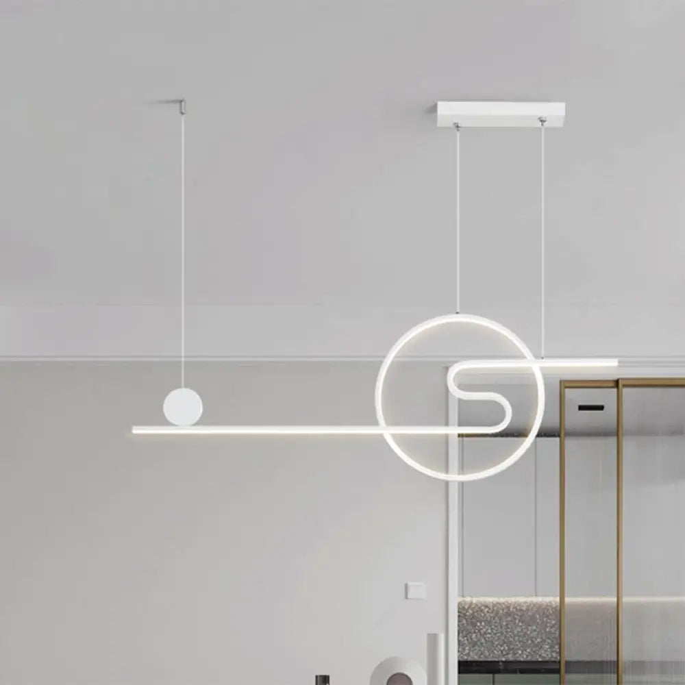 Minimal Acrylic Linear Led Island Light With Sun And Cloud Design - Warm/White Black/White/Gold