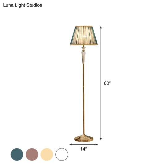 Minimal Beige/Light Purple/Royal Blue Fabric Floor Lamp With Crystal Accent - Ideal For Living Room