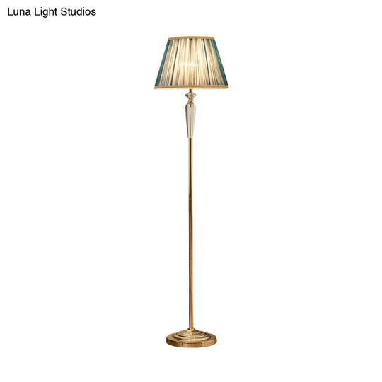 Minimal Beige/Light Purple/Royal Blue Fabric Floor Lamp With Crystal Accent - Ideal For Living Room