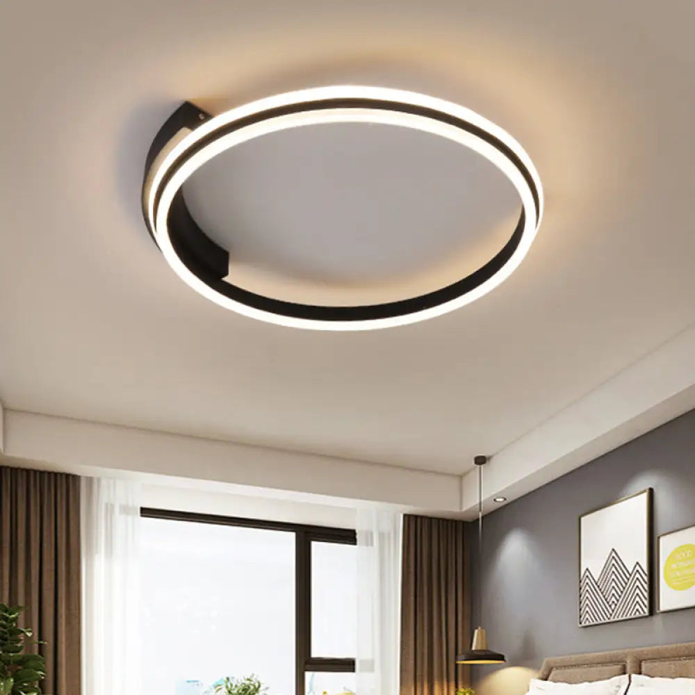 Minimal Black Acrylic Hoop Ceiling Light - 16.5’/20.5’ Wide Led Flush Mount Recessed Lighting