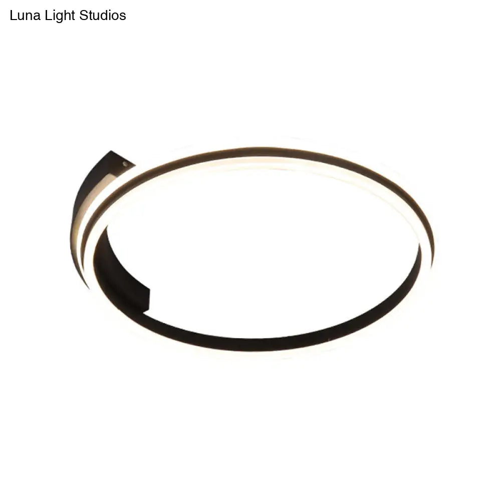 Minimal Black Acrylic Hoop Ceiling Light - 16.5’/20.5’ Wide Led Flush Mount Recessed Lighting
