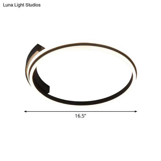 Minimal Black Acrylic Hoop Ceiling Light - 16.5’/20.5’ Wide Led Flush Mount Recessed Lighting