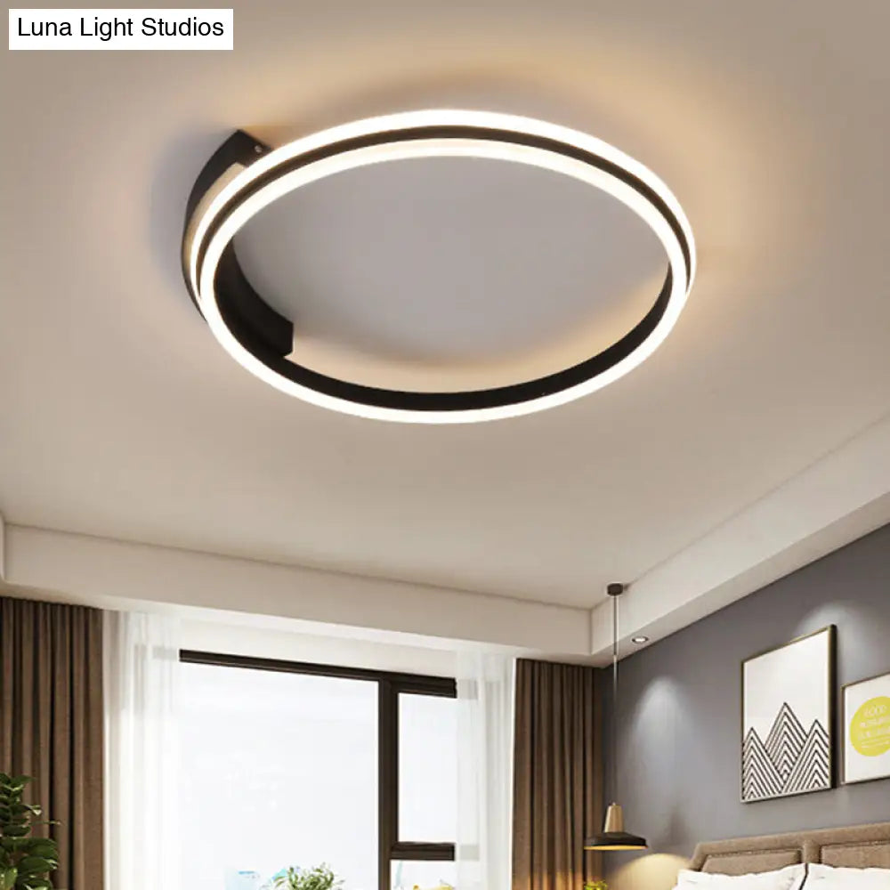 Minimal Black Acrylic Hoop Ceiling Light - 16.5/20.5 Wide Led Flush Mount Recessed Lighting In