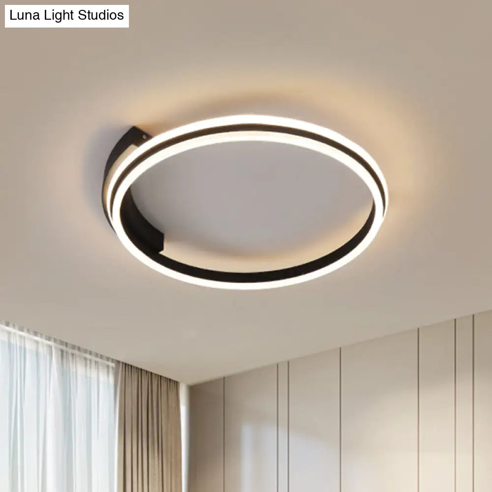 Minimal Black Acrylic Hoop Ceiling Light - 16.5’/20.5’ Wide Led Flush Mount Recessed Lighting