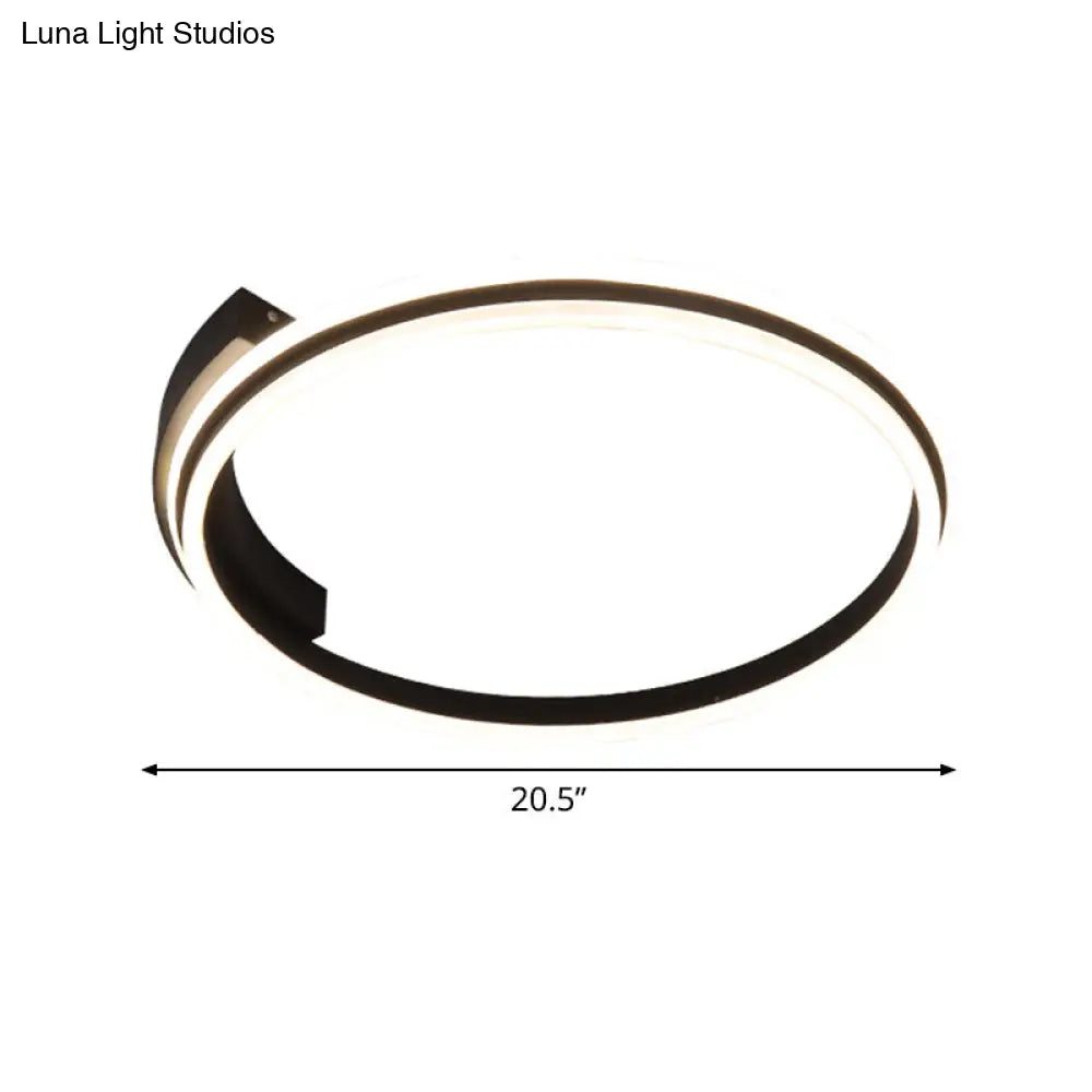 Minimal Black Acrylic Hoop Ceiling Light - 16.5/20.5 Wide Led Flush Mount Recessed Lighting In