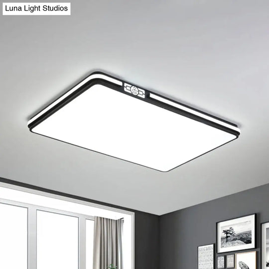 Minimal Black Led Flush Light Fixture - Dining Room Ceiling Mount Lamp With Acrylic Shade