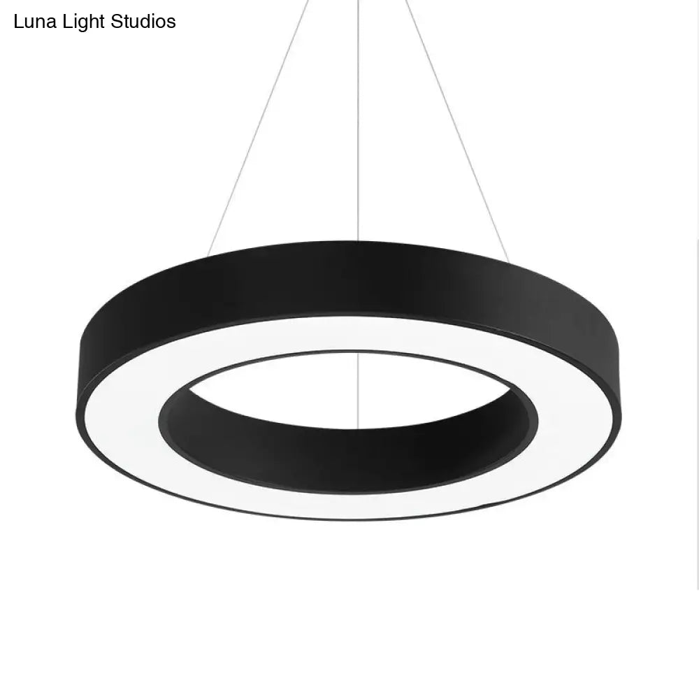 Minimalist Black Led Pendant Light For Office With Thick Circle Iron Design