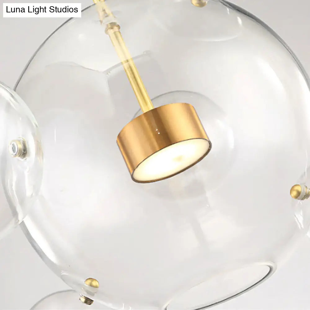 Minimalist Brass Bubble Pendant Light With Clear Glass - 5 Heads Ceiling Lamp