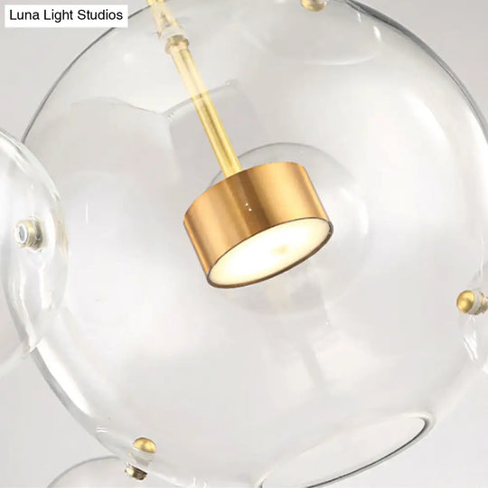 Minimalist Brass Bubble Pendant Light With Clear Glass - 5 Heads Ceiling Lamp