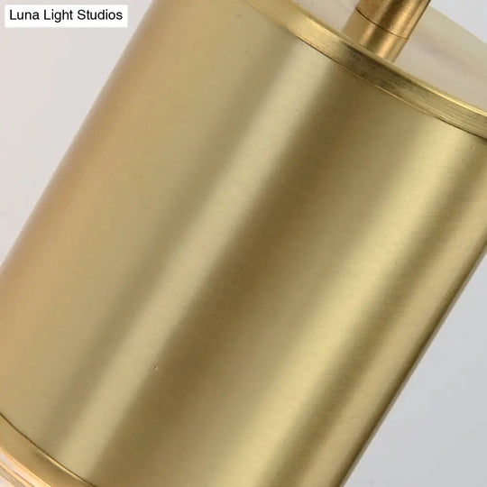 Minimal Brass Tube Wall Sconce Light With Clear Glass Mount - Single Lamp Kit