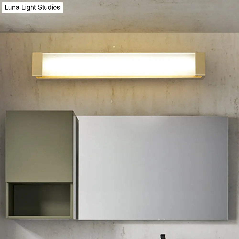 Minimal Brass Vanity Light Fixture With Led Washbasin Sconce Rectangular Acrylic Shade - 12/16.5