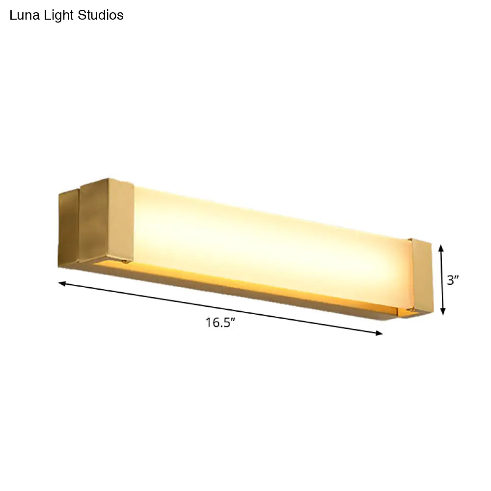 Minimal Brass Vanity Light Fixture With Led Washbasin Sconce Rectangular Acrylic Shade - 12/16.5