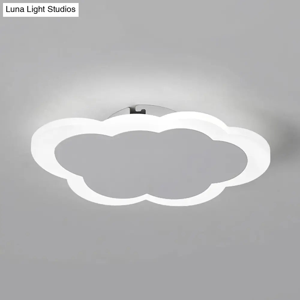 Minimal Cloud-Shaped Led Ceiling Lamp - Acrylic White Flushmount Light For Porch And Dining Room