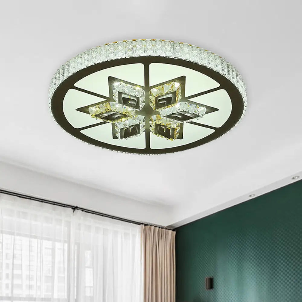 Minimal Crystal Diamond Led Flushmount Ceiling Lamp - Black Bedroom Lighting Fixture Clear