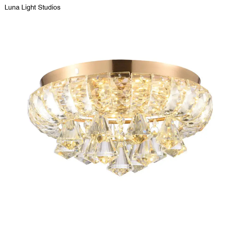 Minimal Crystal Led Flush Mount Ceiling Light - Gold Teardrop Design For Corridors