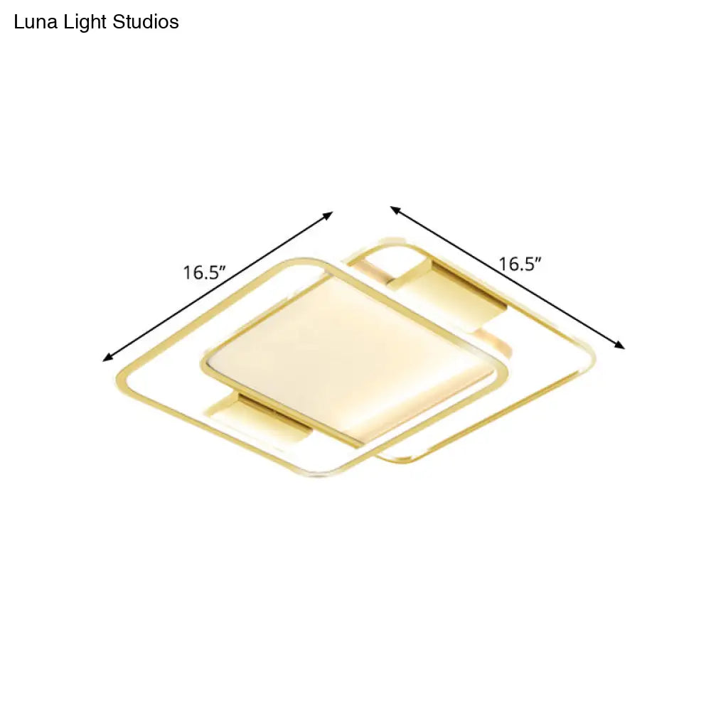 Minimal Dual Rhombus Flush Light - Gold Finish Led Metal Lamp (16.5’/20.5’ Wide) In Warm/White