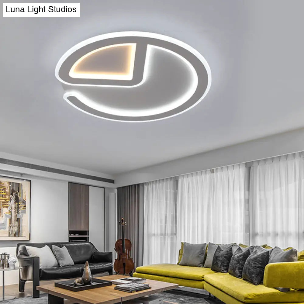 Minimal Flush Mount Led Ceiling Light Fixture - 16’/19.5’ Dia Thin Acrylic Grey Warm/White