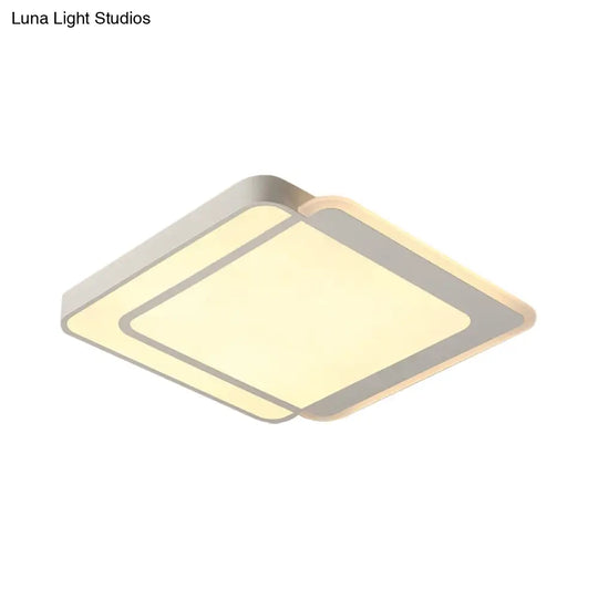 Minimal Flush-Mount Led Ceiling Light - Square/Rectangular Acrylic White Fixture Warm/White/3 Color