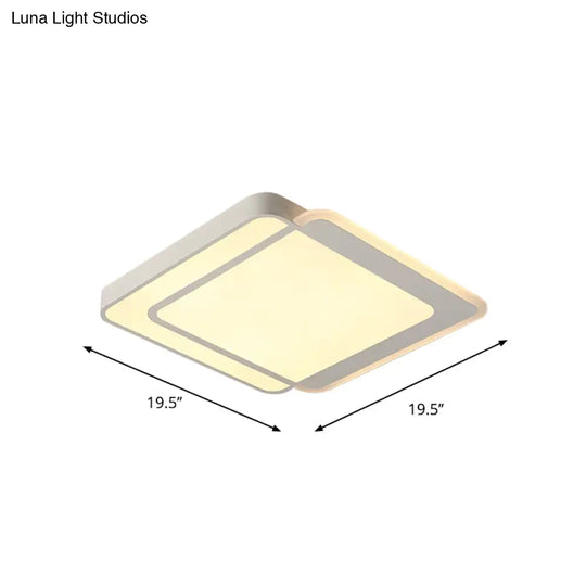 Minimal Flush-Mount Led Ceiling Light - Square/Rectangular Acrylic White Fixture Warm/White/3 Color