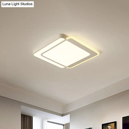 Minimal Flush-Mount Led Ceiling Light - Square/Rectangular Acrylic White Fixture Warm/White/3 Color