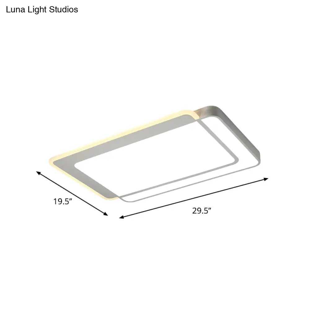 Minimal Flush-Mount Led Ceiling Light - Square/Rectangular Acrylic White Fixture Warm/White/3 Color