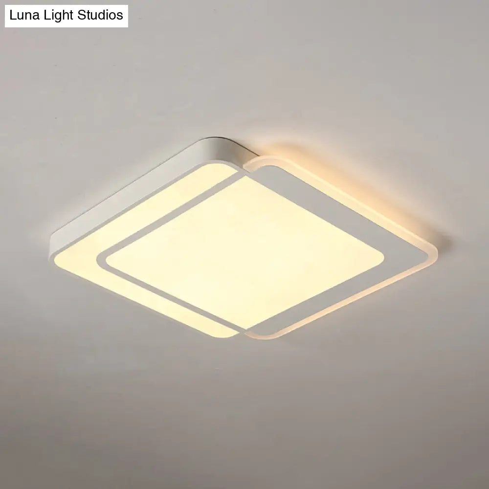 Minimal Flush-Mount Led Ceiling Light - Square/Rectangular Acrylic White Fixture Warm/White/3 Color