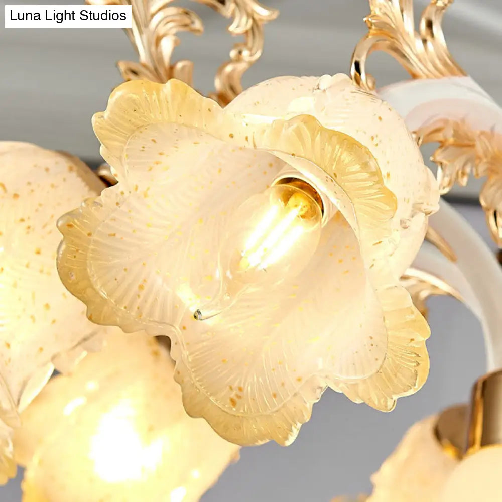 Minimal Frosted Glass Flower Ceiling Lamp - White Dining Room Chandelier