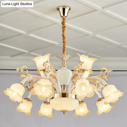 Minimal Frosted Glass Flower Ceiling Lamp - White Dining Room Chandelier