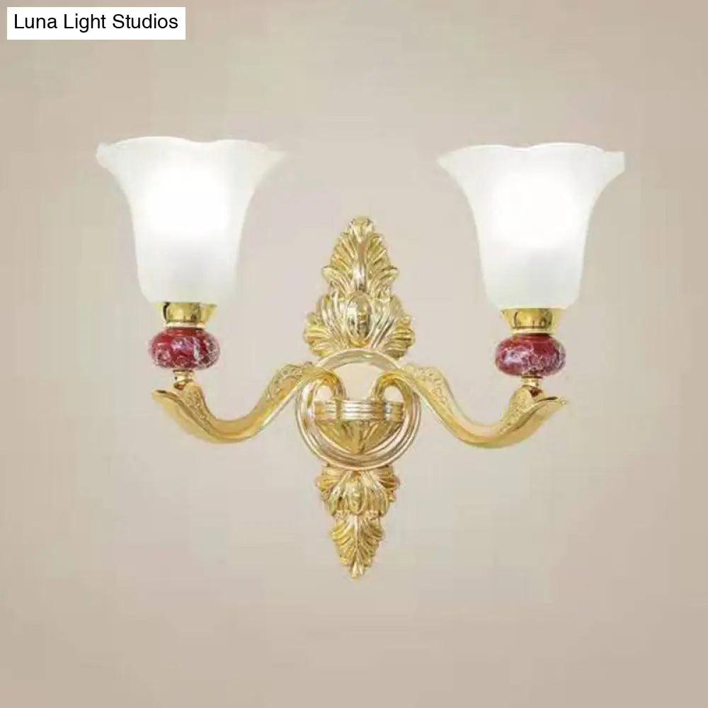 Frosted Glass Hanging Chandelier Light For Living Room Decor 2 / Red