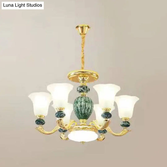 Frosted Glass Hanging Chandelier Light For Living Room Decor 6 / Green