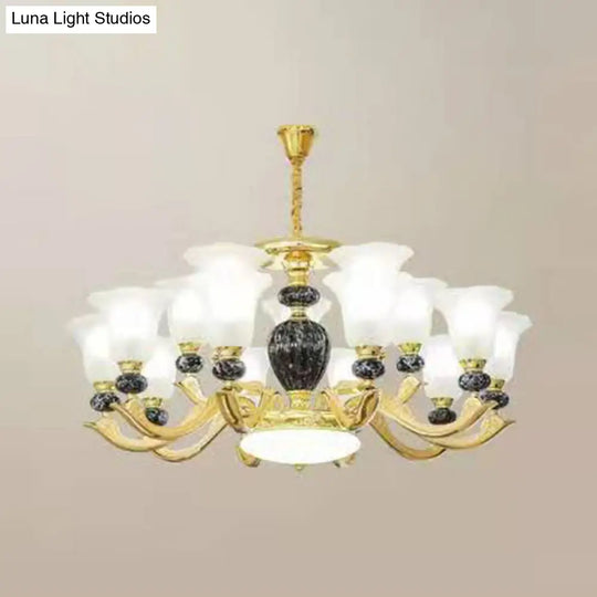 Minimal Frosted Glass Morning Glory Chandelier - Ideal Living Room Hanging Lamp