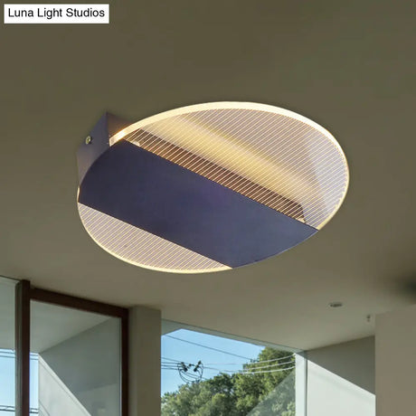 Minimal Geometric Flushmount Led Ceiling Light In Black/White/Gold - White/Warm Lighting