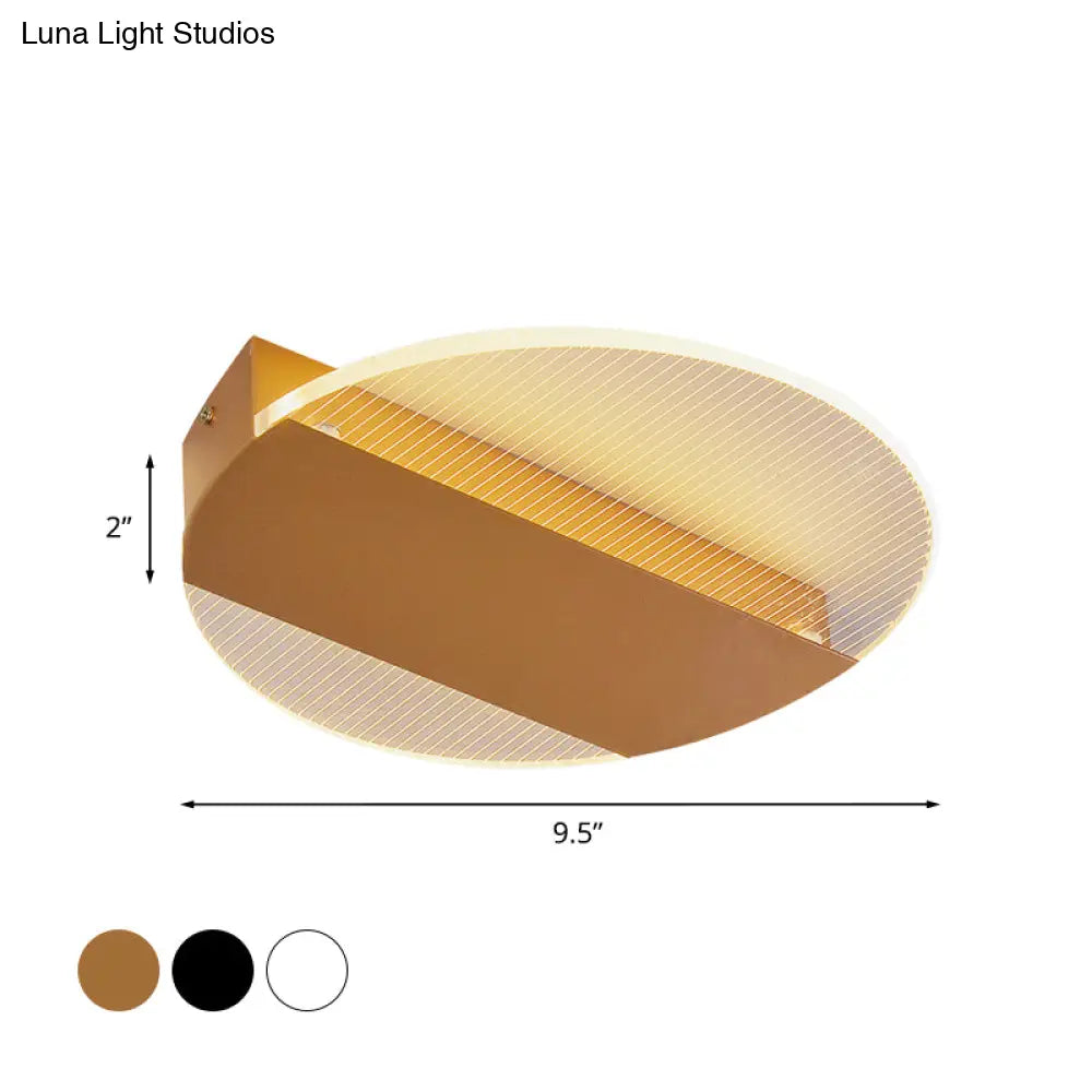 Minimal Geometric Flushmount Led Ceiling Light In Black/White/Gold - White/Warm Lighting