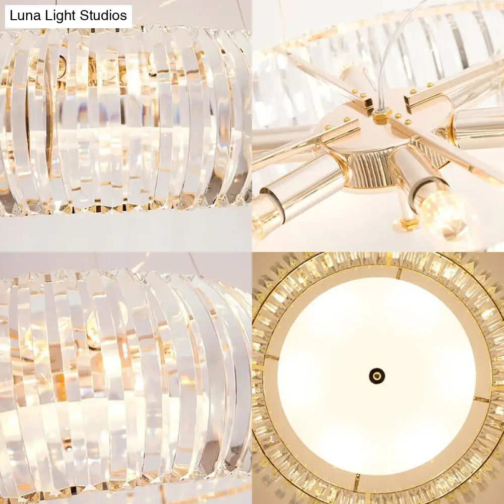 Gold Minimal Globe Crystal Chandelier: Elegant Pendant Light Fixture With 6 Lights For Living Room