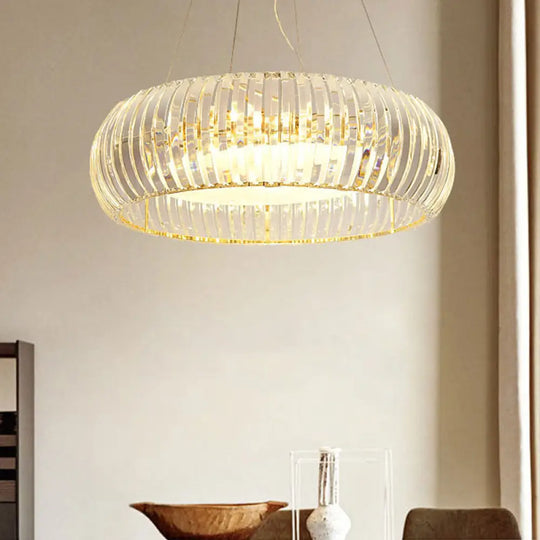 Minimal Gold Globe Chandelier With 6 Crystal Lights - Living Room Pendant Fixture