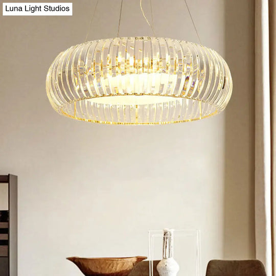 Gold Minimal Globe Crystal Chandelier: Elegant Pendant Light Fixture With 6 Lights For Living Room