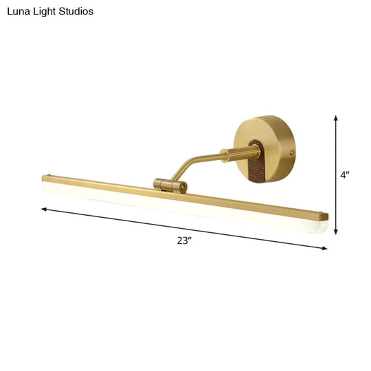 Minimal Gold Led Bathroom Wall Sconce With Adjustable Vanity Light And Acrylic Shade