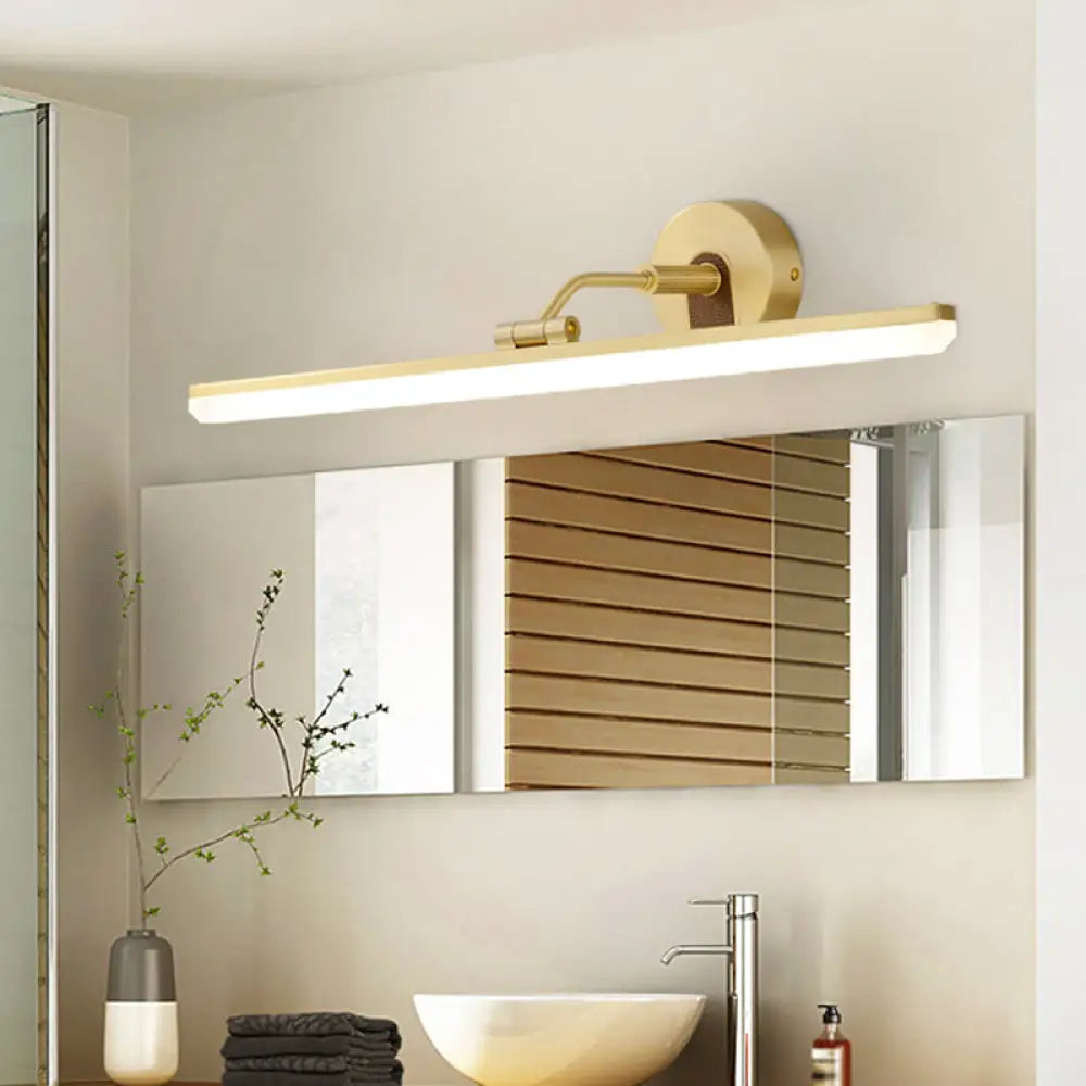 Minimal Gold Led Bathroom Wall Sconce With Adjustable Vanity Light And Acrylic Shade