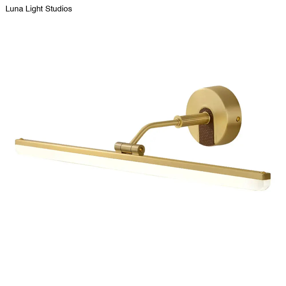 Minimal Gold Led Bathroom Wall Sconce With Adjustable Vanity Light And Acrylic Shade