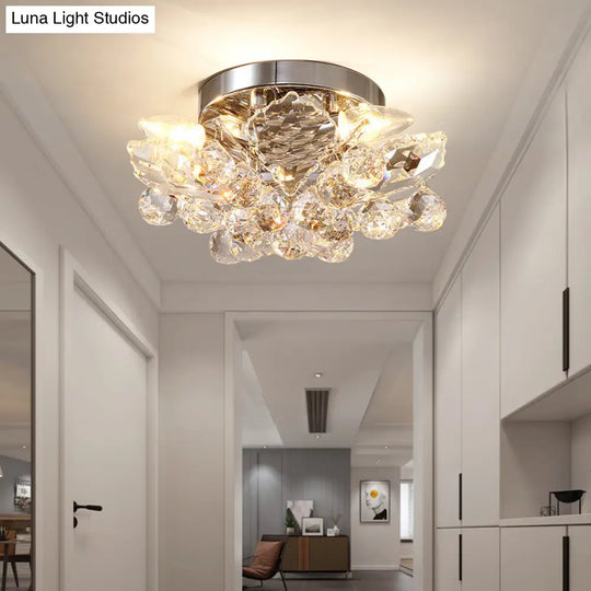 Minimal Gold/Silver Bedroom Flush Ceiling Light With Irregular Crystal Shade - Set Of 4