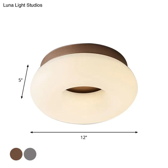 Minimal Grey/Coffee Led Ceiling Mount Light - Modern Acrylic Shade Corridor Flushmount