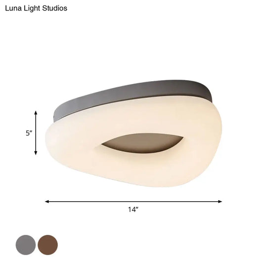 Minimal Grey/Coffee Led Ceiling Mount Light - Modern Acrylic Shade Corridor Flushmount