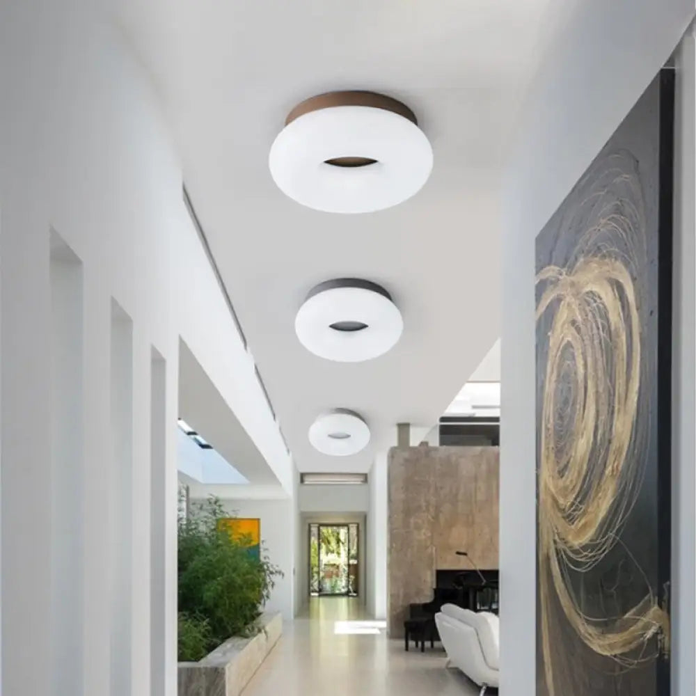 Minimal Grey/Coffee Led Ceiling Mount Light - Modern Acrylic Shade Corridor Flushmount Coffee /