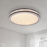 Minimal Led Crystal Flush Mount Ceiling Lamp In Black Finish